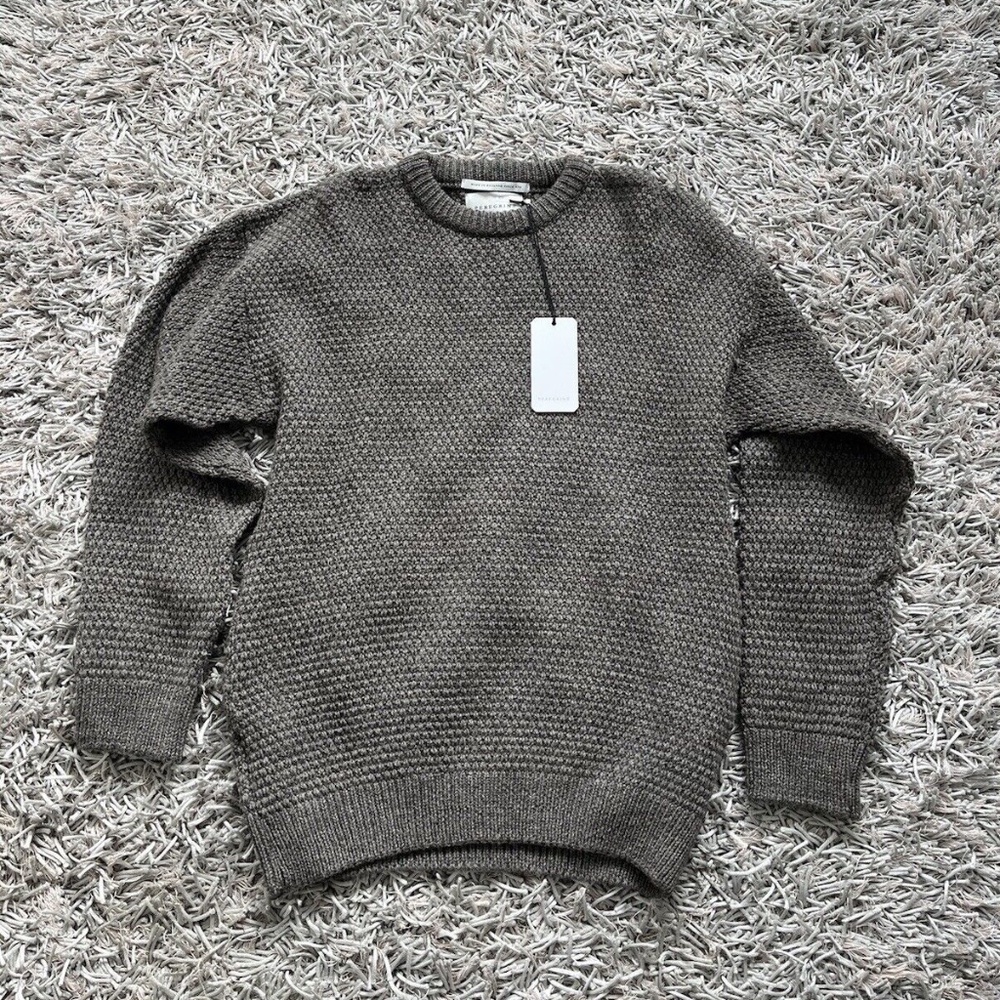 Men's Olive Knit Crewneck Sweater